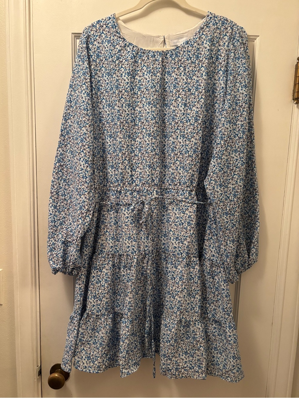 Draper James Blue Floral Long-Sleeve Tiered Dress with Tie Waist
Size XXL
